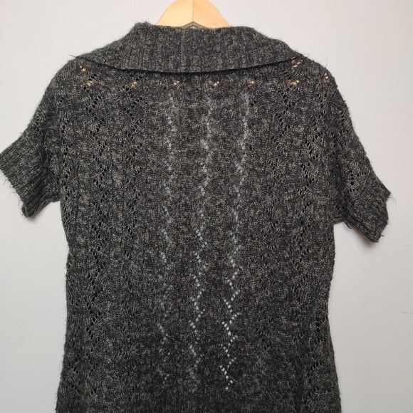 Smartset Open-Front, Short Sleeve Cardigan Dark Gray Medium - Picture 5 of 8